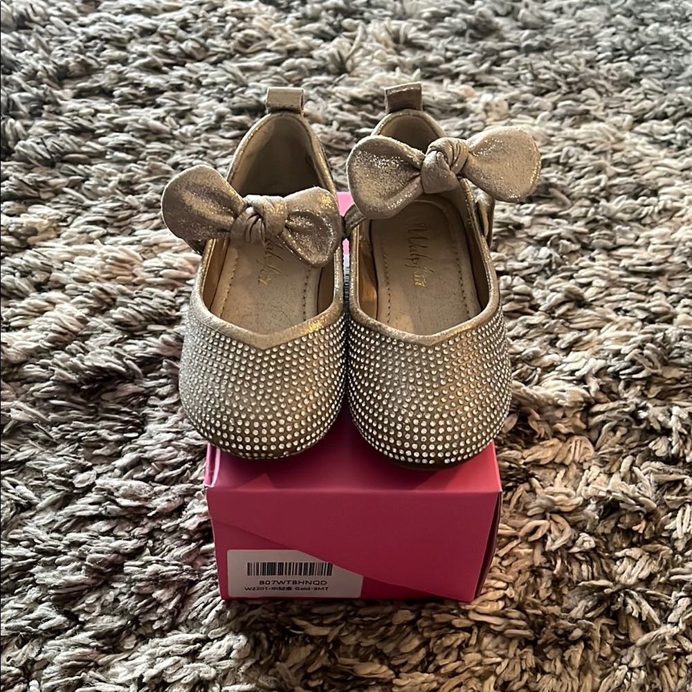 Elegant Rhinestone Gold Mary Jane Shoes